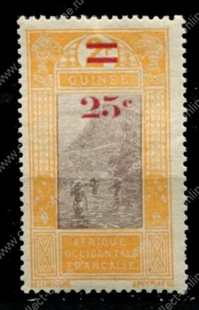 Французская Гвинея 1924-1927 гг. • Iv# 99 • 25 c. на 2 fr. • надпечатка нов. номиналов • осн. выпуск • MH OG VF
