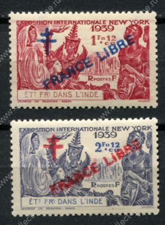 Французская Индия 1941-1943 гг. • Iv# 181 • 18 ca. • надпечатка "FRANCE LIBRE" • Used VF