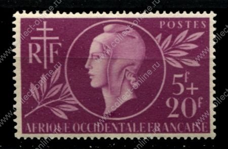 Французская Западная Африка 1944 г. • Iv# 1 • 20+5 fr. • сбор для Красного Креста • MLH OG VF ( кат. - 6 )