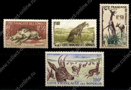 Берег Сомали 1958 г. • Iv# 287-289, A26 • 30 c. - 100 fr. • Фауна Африки • полн. серия • MNH OG* F-VF ( кат. - €14 )