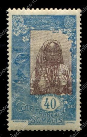 Берег Сомали 1915-1916 гг. • Iv# 93 • 40 c. • осн. выпуск • сомалийская женщина • MH OG VF
