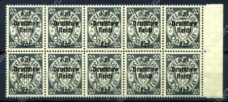 Германия 3-й рейх 1939 г. • Mi# 723 • 20 pf. • надпечатка "Deutsches Reich" на марке Данцига • блок 10 м. • MNH OG XF+ ( кат.- € 120+ )