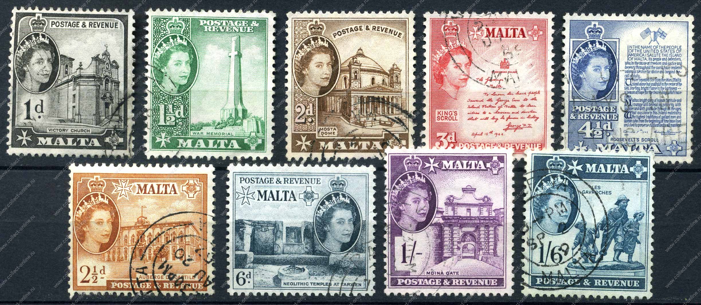 Марки архитектура Мальты. Марка postage revenue 3.