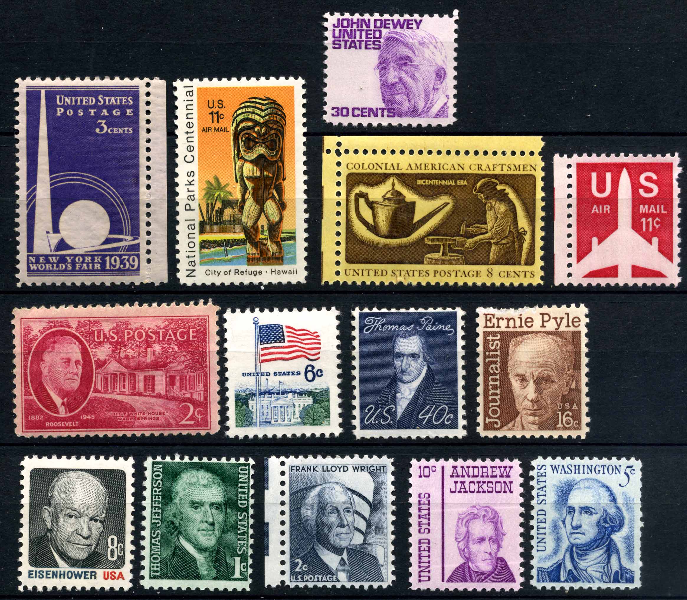 США * XX век * набор 14 чистых ** марок * MNH OG VF.