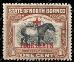Северное Борнео 1918 г. • Gb# 235 • 1 + 4 c. • надп. доп. номинала для Красного Креста • благотворительный выпуск • Used VF ( кат. - £5 )