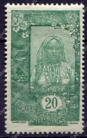 Берег Сомали 1925-1933 гг. • Iv# 123 • 20 c. • осн. выпуск • сомалийская женщина • MNG VF