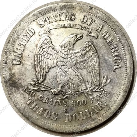 США 1876 г. S • KM# 108 • торговый доллар • "Сидящая свобода" • AU • копия!