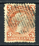 Канада 1868 г. • SC# 33 • 3 c. • королева Виктория • горизонт. верже • Used F-VF ( кат.- $2250 ) ®