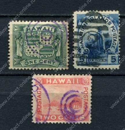 Гаваи 1899 г. • SC# 80-2 • 1,2  и 5 c. • осн. выпуск (изм. цвета) • полн. серия • Used XF
