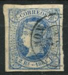 Испания 1864 г. • SC# 66 • 2 R. • Изабелла II • стандарт • Used XF ( кат.- $ 12 )