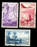 Французское Марокко 1954 г. • Iv# A100-2 • 100,200 и 500 fr. • виды страны • авиапочта • Used VF
