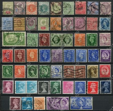Великобритания • XIX-XX век • набор 55 разных марок • стандарт • Used F-VF
