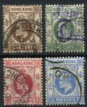 Гонконг 1907-1911 гг. • Gb# 91-3,95 • 1,2,4,10 c. • Эдуард VII • стандарт • Used VF ( кат.- £ 4 )
