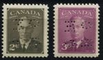 Канада 1949 г. • Gb# O160-1 • 3 и 4 c. • перфорация "O.H.M.S." • MH OG XF • полн. серия ( кат. - £7 )