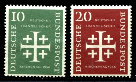 Германия • ФРГ 1956 г. • MI# 235-236 • день евангелисткой церкви • полн. серия • MH OG VF ( кат. - €9- )