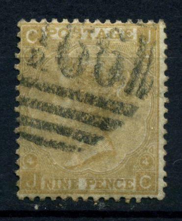 Великобритания 1867-1880 г. • Gb# 111 pl. 4 • 9 d. • Королева Виктория • стандарт • Used VF- ( кат.- £275 )