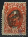 Гаваи 1864-1886 гг. • SC# 31a • 2 c. • король Камехамеха IV • оранж. • Used G ( кат. - $18 )
