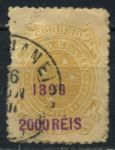 Бразилия 1899 г. • SC# 158 • 2000 R. на 1000 R. • надпечатка нов. номинала • Used F- ( кат. - $6 )