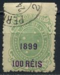 Бразилия 1899 г. • SC# 152 • 100 R. на 50 R. • надпечатка нов. номинала • Used VF ( кат. - $4 )