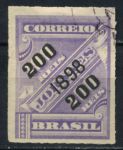 Бразилия 1898 г. • SC# 132 • 200 R. на 100 R. • надпечатка(черная) нов. номинала • Used VF ( кат. - $2 )