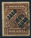 Бразилия 1898 г. • SC# 128 • 2000 R. на 1000 R. • надпечатка(зеленая) нов. номинала • Used VF ( кат. - $8 )