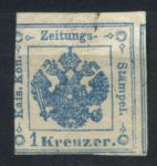 Австрия 1859 г. • Sc# PR2 • 1 kr. • газетный выпуск • MNG F-VF (кат. - $50.00)