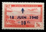 Алжир 1948 г. • Iv# A8 • 5+10 fr. • надп. даты и доп. номинала • авиапочта(благотворительный выпуск) • MNH OG VF