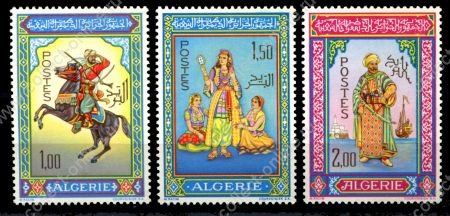 Алжир 1966 г. • Sc# 362-364 • традиционная живопись • миниатюры (Мохамед Расим) • полн. серия • MNH OG VF ( кат. - €25 )