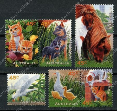 Австралия 1996 г. • Sc# 1558-1563 • 45 c.(6) • домашние животные • полн. серия, пары • MNH OG VF ( кат. - $8 )