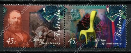 Австралия 1997 г. • Sc# 1606-1607a • 45 c.(2) • 200 лет завоза овец Мериносов • полн. серия, пара • MNH OG VF