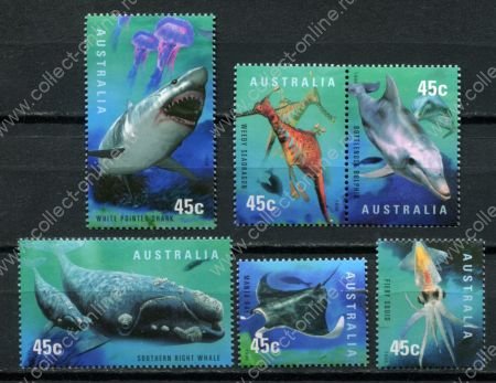 Австралия 1998 г. • Sc# 1702-1707 • 45 c.(6) • морская фауна • полн. серия • MNH OG VF ( кат. - $8 )