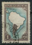 Аргентина 1935-1951 гг. • SC# 446 • 1 p. • осн. выпуск • карта Южной америки(без границ) • Used F-VF