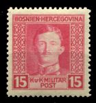 Босния и Герцеговина 1917 г. • SC# 110 • 15 h. • армейская почта • император Карл I • MNH OG VF