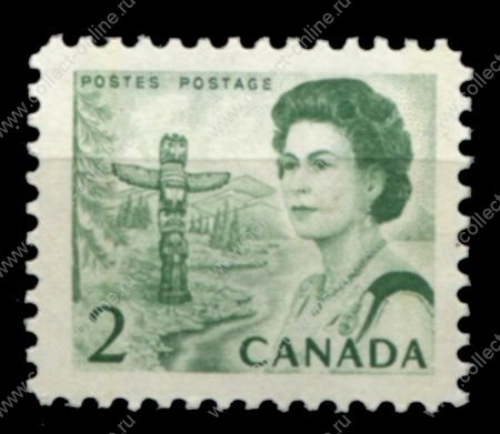 Канада 1967-1972 гг. • Sc# 455 • 2 c. • Елизавета II • индейский тотем • стандарт • MNH OG VF