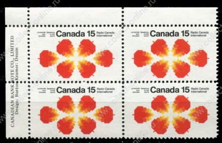 Канада 1971 г. • Sc# 541 • 15 c. • Новые передатчики Радио-Канада • кв. блок • MNH OG VF