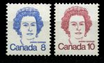 Канада 1972-1976 гг. • Sc# 593-593A • 8 и 10 c. • королева Елизавета II • стандарт • MNH OG VF