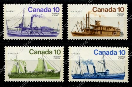 Канада 1976 г. • SC# 700-703 • 10 c.(4) • Речные пароходы • полн. серия • MNH OG VF