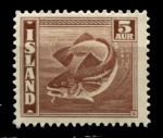 Исландия 1939-1947 гг. • Mi# 210 • 5 a. • промысловые рыбы, треска • стандарт • MNH OG VF