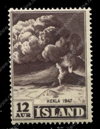 Исландия 1948 г. • Mi# 247 • 12 a. • извержение вулкана Гекла, 1947 г. • MNH OG VF