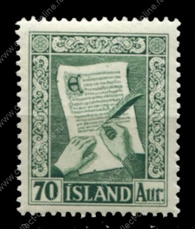 Исландия 1953 г. • Mi# 288 • 70 a. • древние исландские манускрипты • MNH OG VF