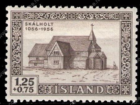 Исландия 1956 г. • Mi# 301 • 1.25 kr. • 900 лет резиденции епископа Скалхольт • кафедральный собор • MNH OG VF