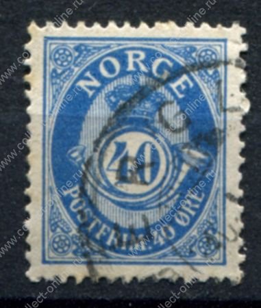 Норвегия 1910-1929 гг. • Sc# 93 • 40 o. • цифра в почтовом рожке • стандарт • Used F-VF