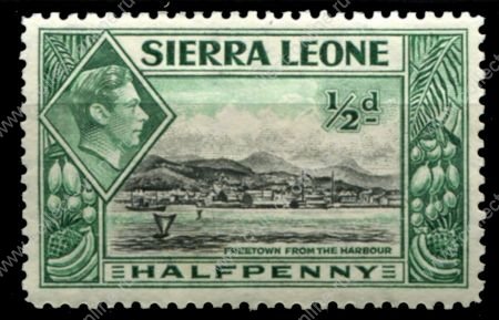 Сьерра-Леоне 1938-44 гг. • Gb# 188 • Георг VI основной выпуск • 1/2d. • вид Фритауна с моря • Used VF ( кат.- £0,4 )