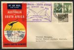 Австралия 1952 г. • начало регулярных авиарейсов в ЮАР • конверт Qantas • Сидней-Маврикий (СГ)