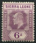 Сьерра-Леоне 1907-1912 гг. • Gb# 107 • 6 d. • Эдуард VII • стандарт • MH OG VF ( кат.- £ 25 )