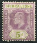 Сьерра-Леоне 1907-1912 гг. • Gb# 106 • 5 d. • Эдуард VII • стандарт • MH OG VF ( кат.- £ 30 )
