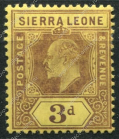 Сьерра-Леоне 1907-1912 гг. • Gb# 104 • 3 d. • Эдуард VII • стандарт • MH OG XF ( кат.- £ 18 )