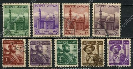 Египет 1953-1956 гг. • SC# 322..337 • 1 .. 100 m. • Республика (1-й выпуск) • стандарт ( 9 марок ) • Used F-VF
