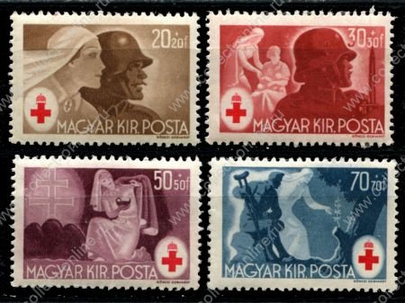 Венгрия 1944 г. • Mi# 749-52 • 20+20 - 70+70 f. • Красный Крест • помощь раненым • благотворительный выпуск • полн. серия • MNH OG VF ( кат.- € 2 )