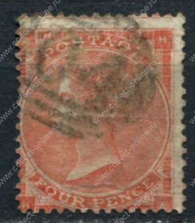 Великобритания 1855-1857 гг. • GB# 66(SC# 22) • 4 d. • Королева Виктория • Used VF ( кат.- £120 )